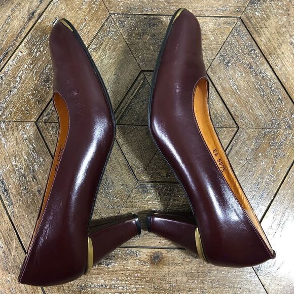 Vintage Etienne Aigner Oxblood Leather Pumps Size 7.5 Narrow - Picture 8 of 9